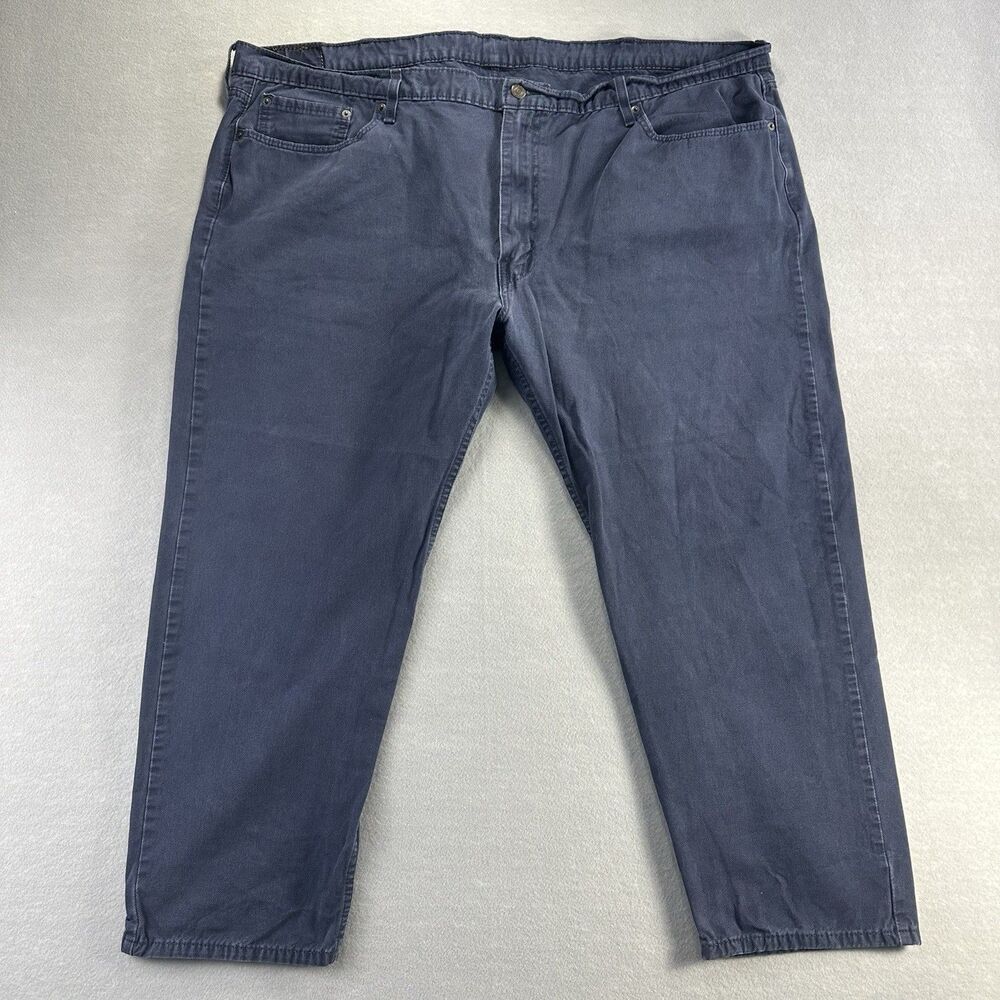 Levis 502 Mens Tapered Jeans 48X30 Blue 5‎ Pocket White Tab Stretch Regular Navy